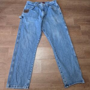 Wrangler Riggs Workwear Mens Carpenter Jeans Blue Denim 36x34 Relaxed Fit